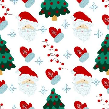 Christmas seamless pattern in hand draw style Stock Illustration