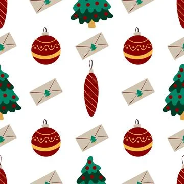 Christmas seamless pattern in hand draw style Stock Illustration