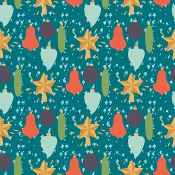 Christmas seamless pattern hand drawn style holiday wallpaper decoration vector Stock Illustration