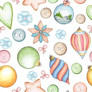 Christmas seamless pattern, hand drawn background Stock Illustration