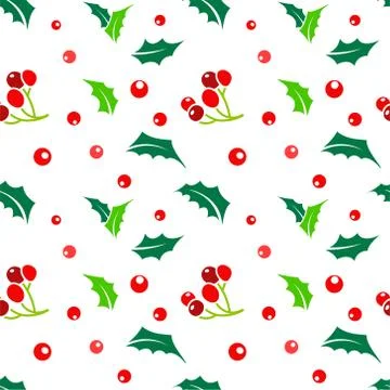Christmas seamless pattern with holly. Stock Illustration