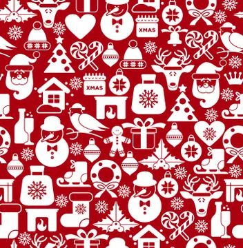 Christmas seamless pattern of icons of flat style. Background for holidays. Stock Illustration