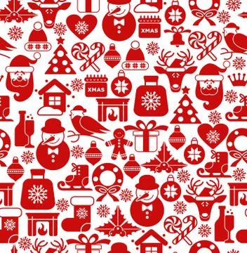 Christmas seamless pattern of icons. Stock Illustration
