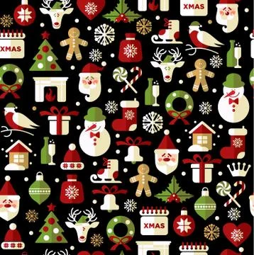 Christmas seamless pattern of icons. Stockillustratie