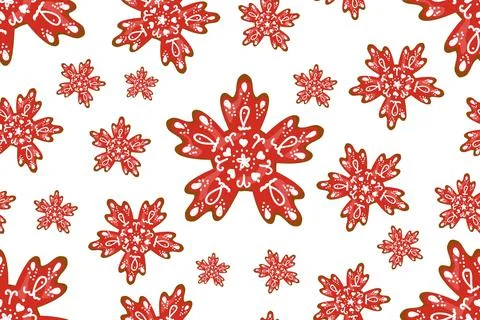 Christmas seamless pattern with kawaii, texture for christmas gingerbread coo Illustrazione stock