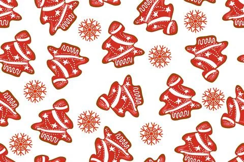 Christmas seamless pattern with kawaii, textures for Christmas gingerbread Ch 스톡 일러스트