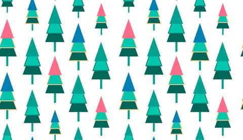 Christmas seamless pattern, light green background. Forest deer, green fir Stock Illustration