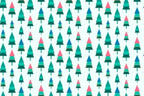 Christmas seamless pattern, light green background. Forest deer, green fir Stock Illustration