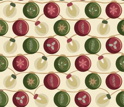 Christmas seamless pattern with lights and baubles Stock Illustration