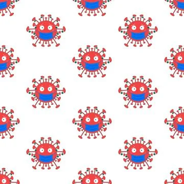 Christmas seamless pattern made from coronavirus bacteria character in medica Stock Illustration