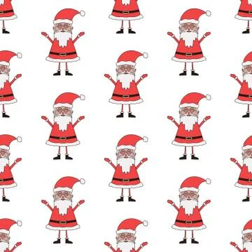 Christmas seamless pattern made from Santa Claus character on a white background Stock Illustration