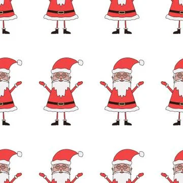 Christmas seamless pattern made from Santa Claus character on a white background Stock Illustration