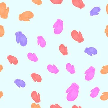 Christmas seamless pattern with mittens Stock Illustration