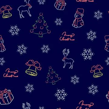 Christmas seamless pattern neon effect. 스톡 일러스트