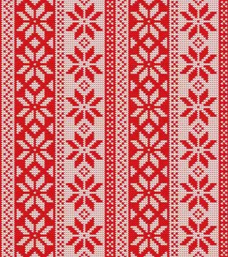 Christmas seamless pattern ornament on the wool knitted texture. Vector illus Stock Illustration