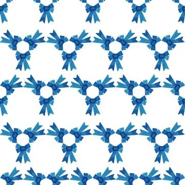 Christmas seamless pattern, pattern collected from blue shiny bows. Stock-Fotos