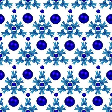 Christmas seamless pattern, pattern collected from blue shiny bows. Stock Photos