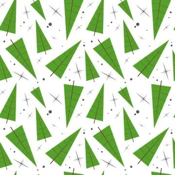 Christmas Seamless Pattern Pine Tree Winter Holidays Ornament Wrapping Paper Stock Illustration