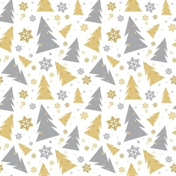 Christmas Seamless Pattern Pine Tree Winter Holidays Ornament Wrapping Paper Stock Illustration