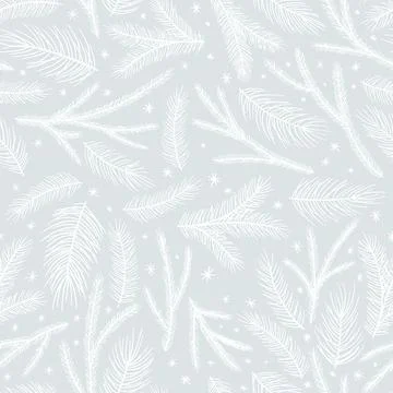Christmas seamless pattern. Pine twigs, red berries, snowflakes. Season greeting Illustrazione stock