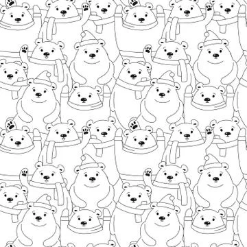 Christmas seamless pattern polar bear textile Stock Illustration