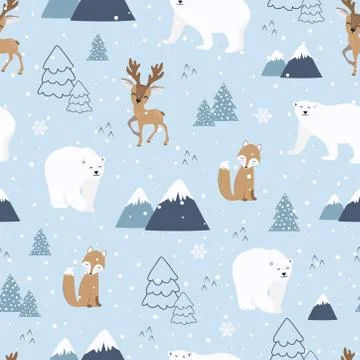 Christmas seamless pattern with polar bear background, Winter pattern with de 스톡 일러스트