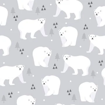 Christmas seamless pattern with polar bear background, Winter pattern with wh Illustrazione stock