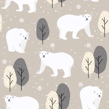Christmas seamless pattern with polar bear background, Winter pattern with de Illustrazione stock