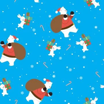 Christmas seamless pattern polar bear Stock Illustration