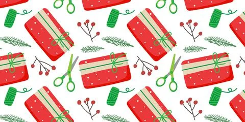 Christmas Seamless pattern. Preparations for Christmas and New Year. Spruce twig Stock Illustration