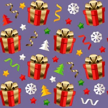 Christmas Seamless Pattern with Presents Stock Illustration