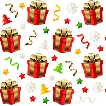 Christmas Seamless Pattern with Presents Isolated Stock Illustration