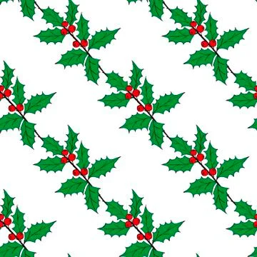 Christmas seamless pattern of red and blue holly berries. Christmas holiday Stock Illustration