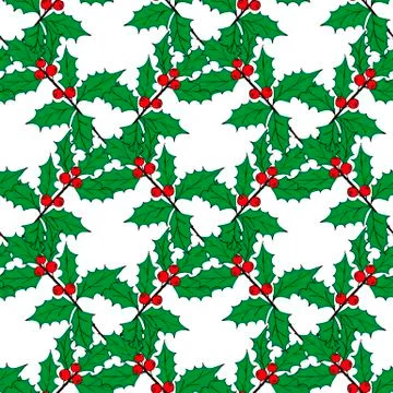 Christmas seamless pattern of red and blue holly berries. Christmas holiday Stock Illustration