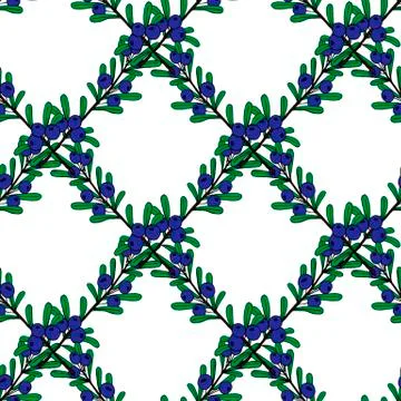 Christmas seamless pattern of red and blue holly berries. Christmas holiday Stock Illustration