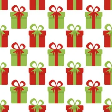 Christmas Seamless pattern with red and green gift boxes. Christmas backgroun 스톡 일러스트