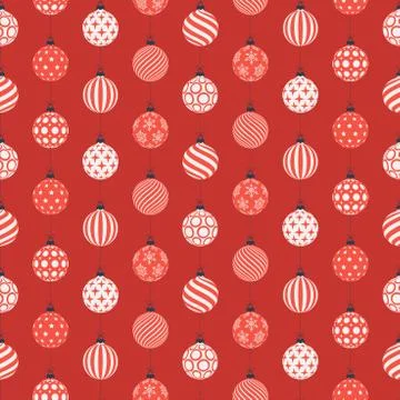 Christmas seamless pattern with red and white balls. simple new year pattern  스톡 일러스트