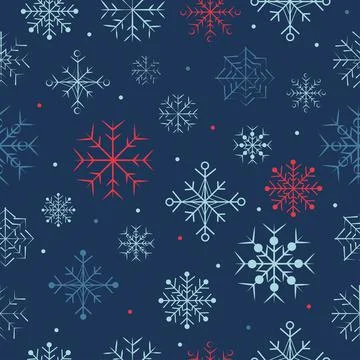 Christmas seamless pattern with red and blue snowflake. Winter background vector 스톡 일러스트