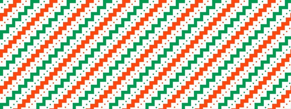 Christmas seamless pattern. Red and green diagonal zigzag and dots stripe Stock Illustration