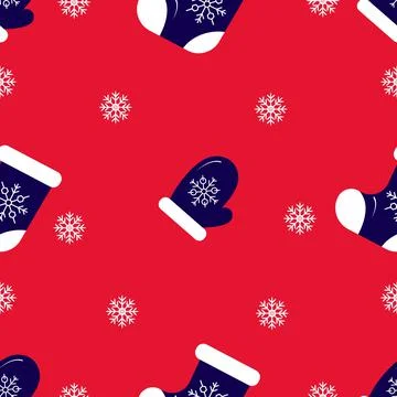 Christmas seamless pattern, on red background. Winter holidays concept. 스톡 일러스트
