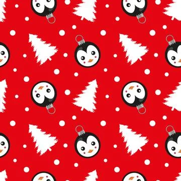 Christmas seamless pattern on red background. Stock Illustration