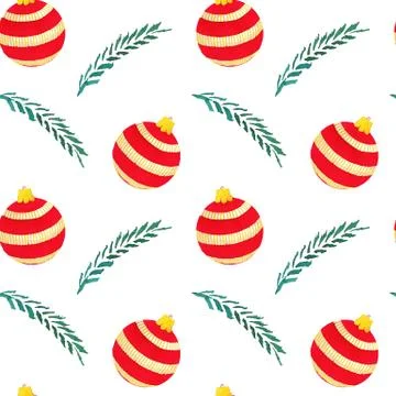 Christmas seamless pattern with red balls Stock Illustration