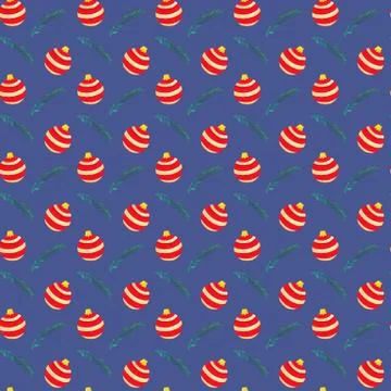 Christmas seamless pattern with red balls Stock Illustration