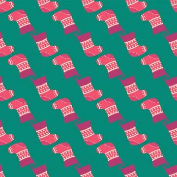 Christmas seamless pattern with red Christmas socks with snowflakes Illustrazione stock