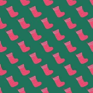 Christmas seamless pattern with red Christmas socks with snowflakes, specks Illustrazione stock