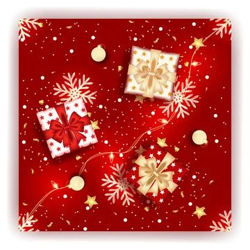 Christmas seamless pattern with red decoration Stock Illustration