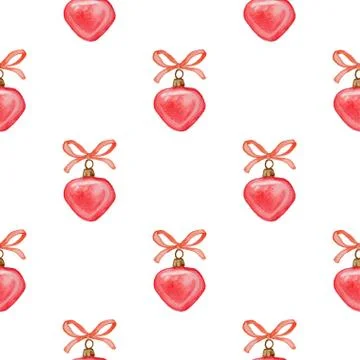 Christmas seamless pattern with red decorations Stock Illustration