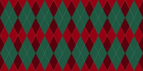 Christmas seamless pattern with red diamonds on green background Stock Illustration