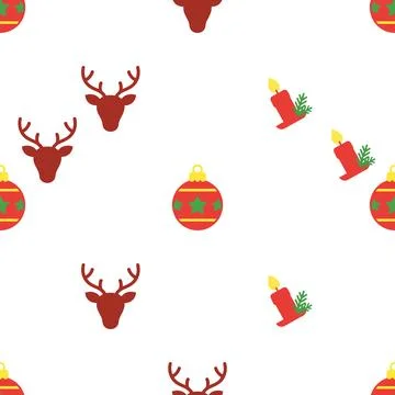 Christmas seamless pattern with reindeer and candles. Stockillustratie