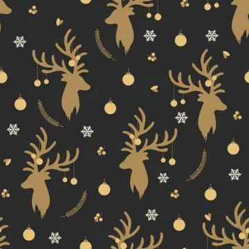 Christmas seamless pattern with reindeer background, Winter pattern with rein Illustrazione stock